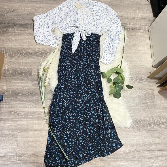 MANGO Dress. Contrasted, front ties MANGO dress - Picture 7 of 14